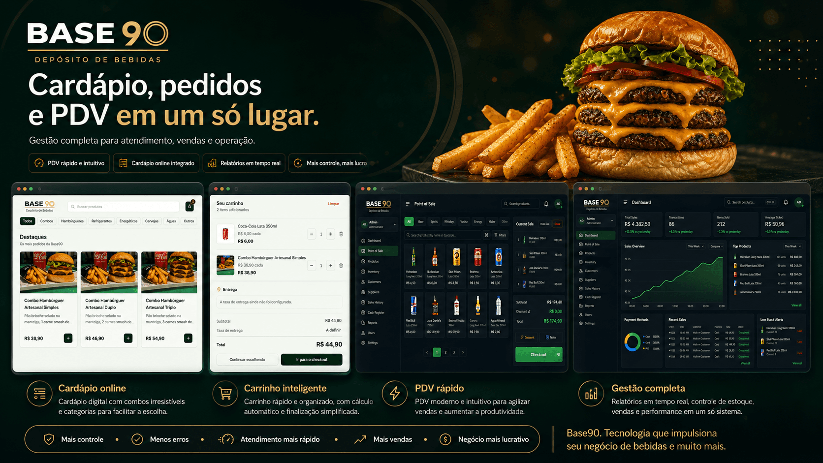 Base90 POS and restaurant management dashboard screens