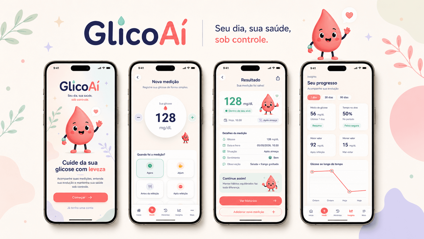 Glico AI mobile health companion screens
